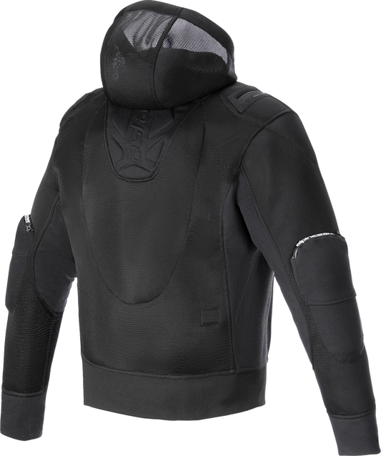 Alpinestars Moflow Air Tech Hoodie in black, XL size, featuring a lightweight, breathable design with ventilation panels.