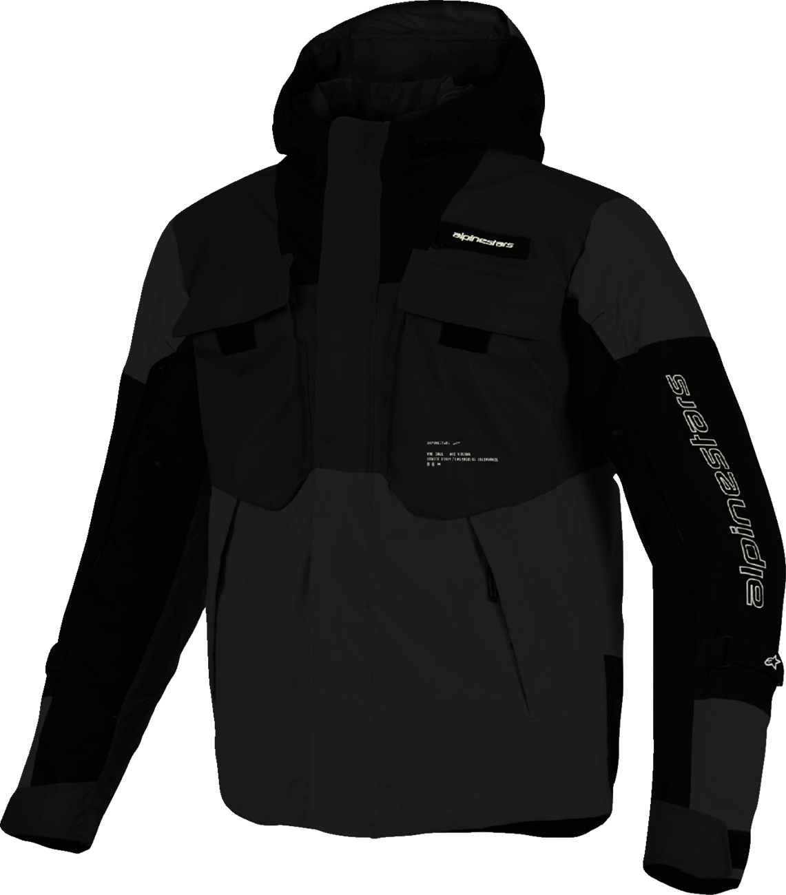Alpinestars Mospher waterproof jacket in black, size large, featuring a sleek design and waterproof fabric for outdoor protection.