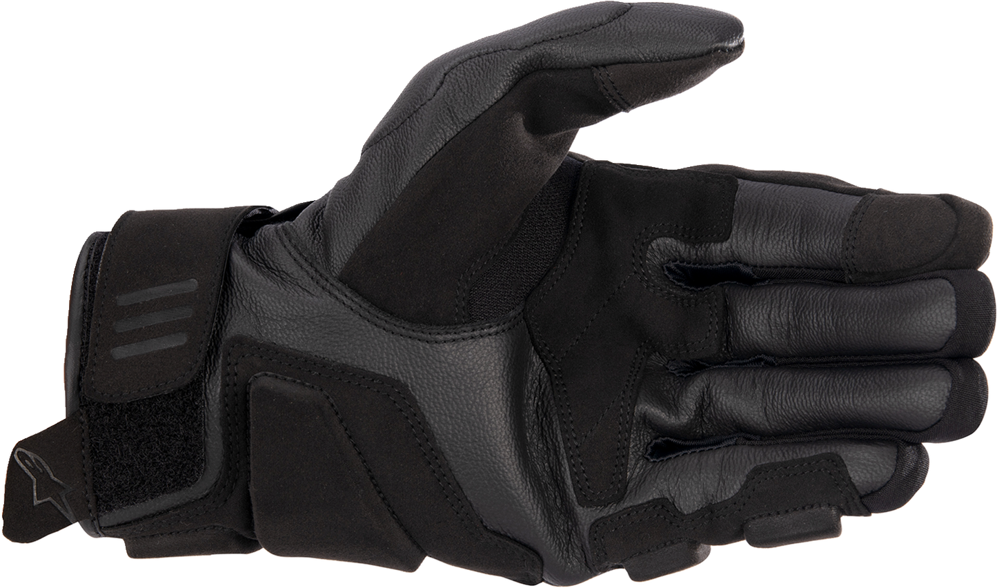 Alpinestars Phenom gloves in black and white, 2XL size, showing padded racing gloves with adjustable wrist strap.