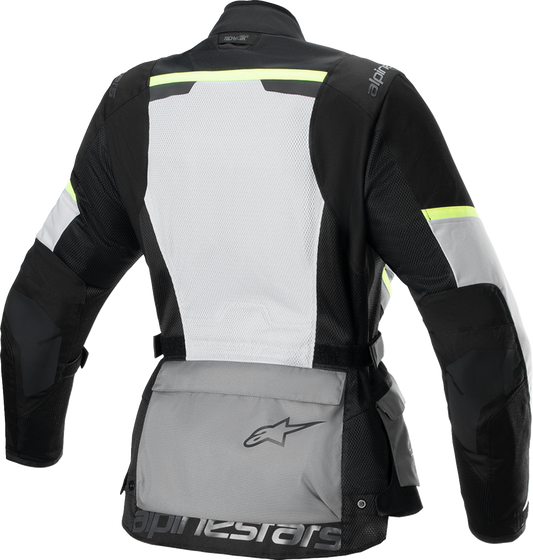 Alpinestars Stella Andes Air Drystar® jacket in 2XL, ice gray, dark gray, and black with breathable mesh and protective features.