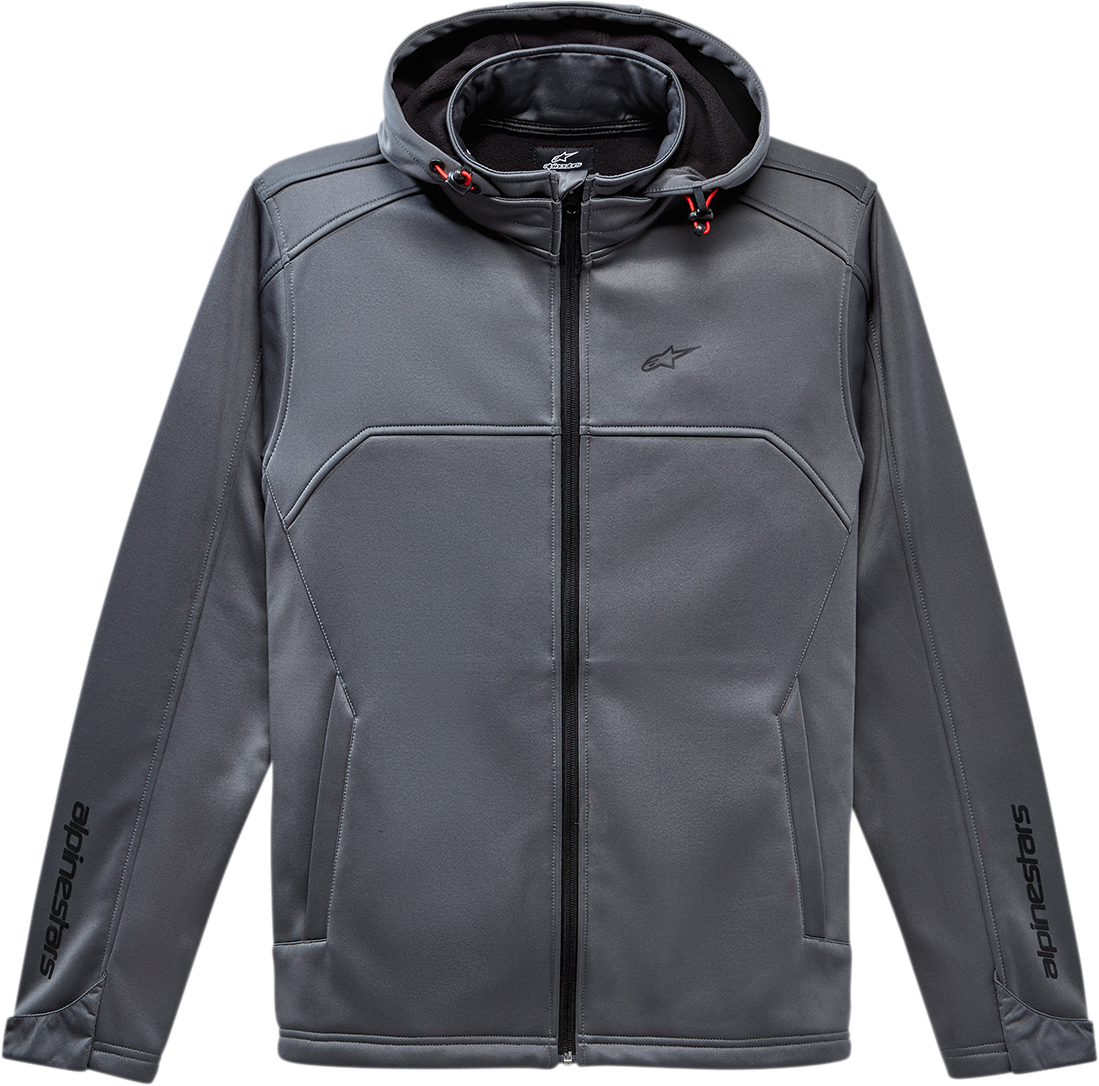 Alpinestars Strat X Jacket in charcoal color, large size, with sleek design and protective features visible on the jacket.