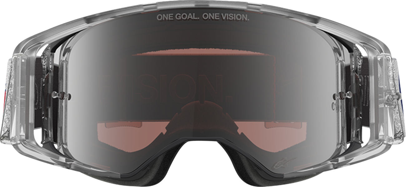 ALPINESTARS GOGGLES, Alpinestars Supertech Goggle Merica 25 - Red/Blue with Silver/Copper Accents, Part #5105226-3720