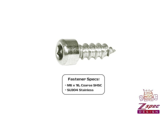 ZSPEC M6x16mm Coarse Socket-Cap SHSC Fasteners, Stainless, 10-Pack - Howling Moto