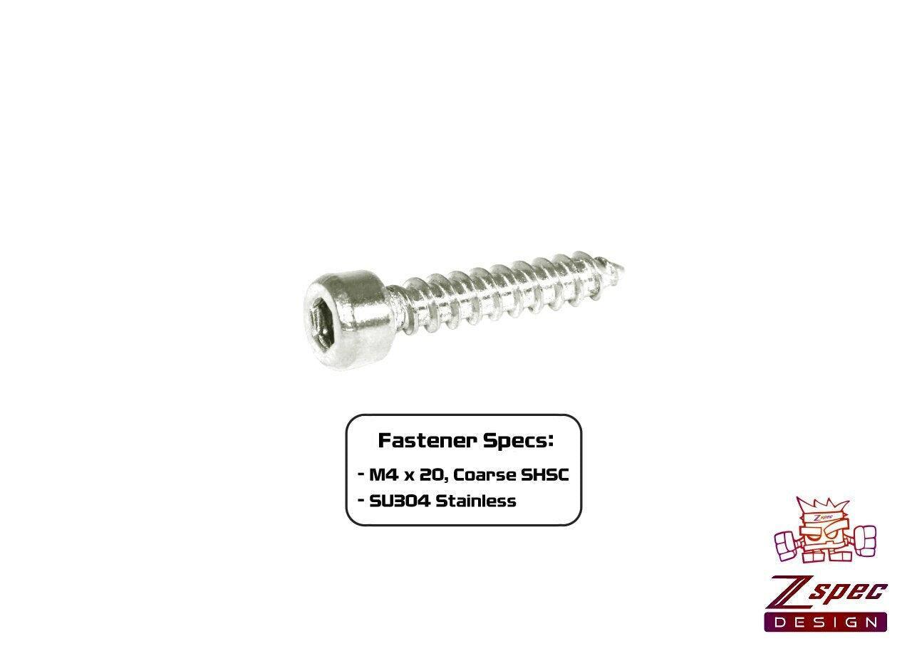ZSPEC M4x20mm Coarse Socket-Cap SHSC Fasteners, Stainless, 10-Pack - Howling Moto