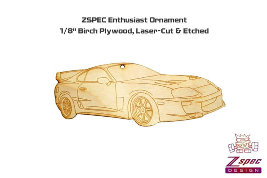 ZSPEC Laser-Engraved Birch Ornament, Style: Toyota Supra MKIV, ~5-inch Wide - Howling Moto