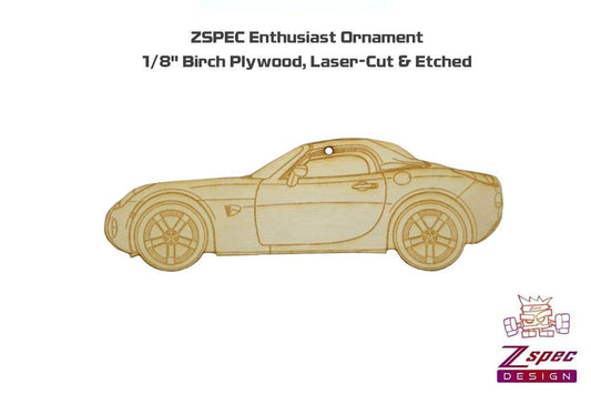 ZSPEC Laser-Engraved Birch Ornament, Style: Pontiac Solstice/Saturn Sky ~5-inch Wide - Howling Moto