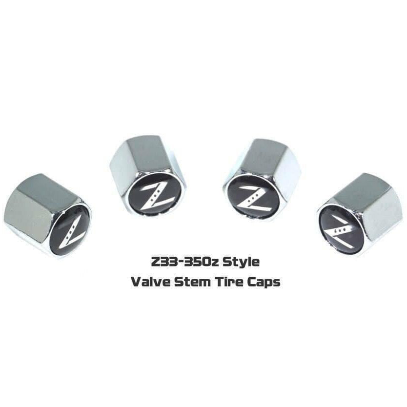Chrome Valve Stem Tire Caps, Style: Nissan 350z Z33 - Howling Moto