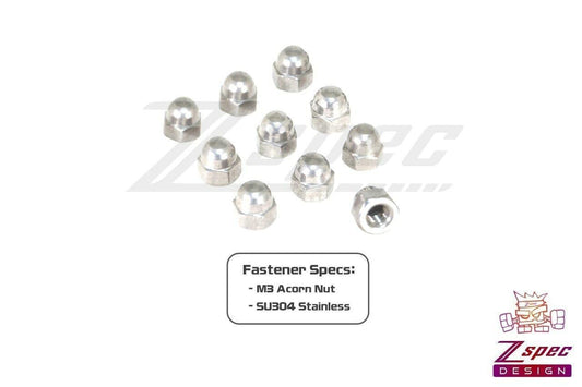 ZSPEC M3-0.5 Stainless Acorn Nuts, Stainless SUS304, 10-Pack - Howling Moto