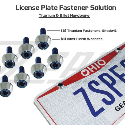 ZSPEC License Plate Bolts, SHSC M6x20 w/Washers, Grade-5 Titanium, 8-Pack - Howling Moto