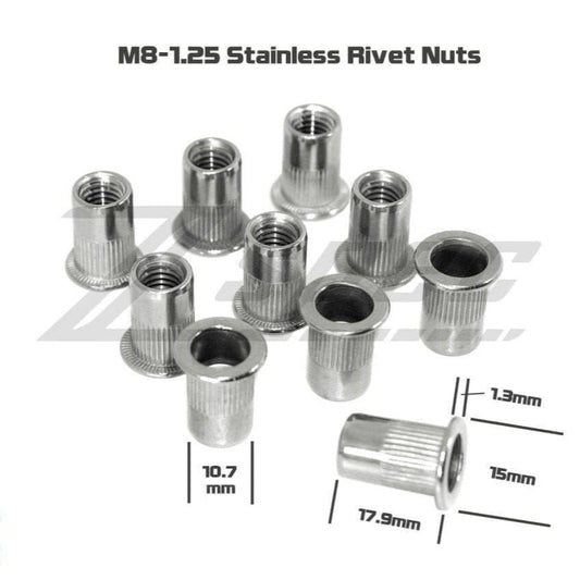 ZSPEC M8-1.25 Rivet Nuts, SUS304 Stainless Steel, 10-Pack - Howling Moto