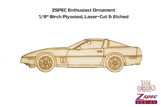 ZSPEC Laser-Engraved Wood Ornament, Style: Corvette C4, Birch - Howling Moto