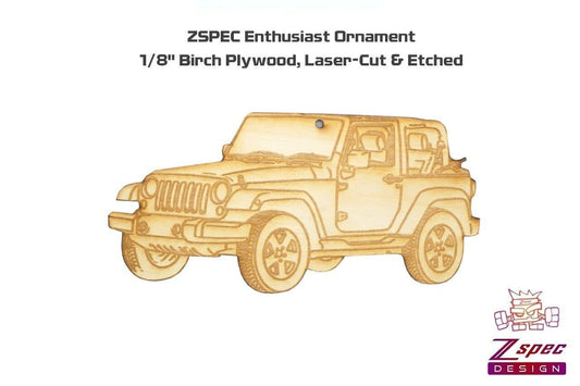 ZSPEC Laser-Engraved Wood Ornament, Style: Jeep Wrangler, ~5" - Howling Moto