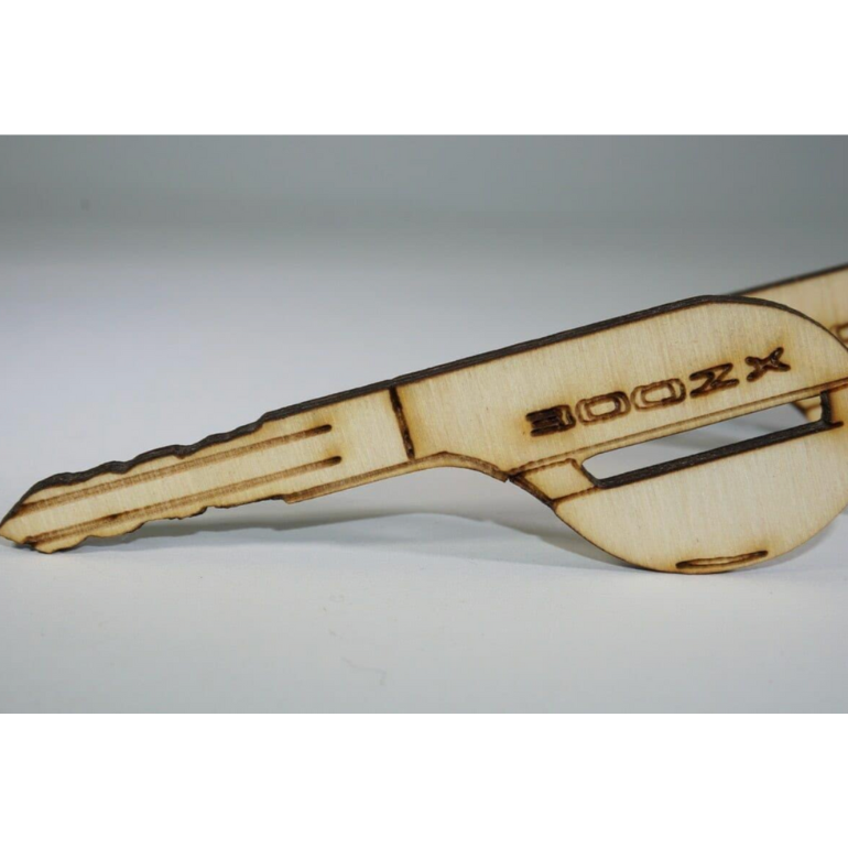 ZSPEC Laser-Engraved Birch Key Ornaments, Set of 4, Style: Nissan 300zx Z32, ~5-inch Wide - Howling Moto
