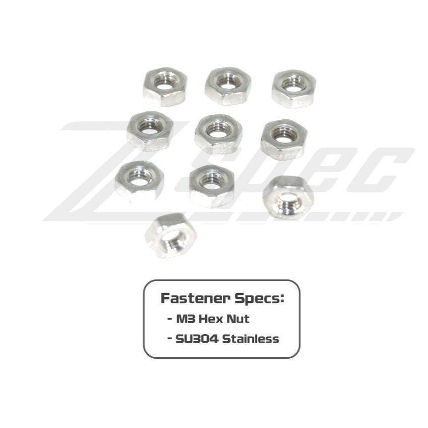 ZSPEC M3-0.5 Hex Nuts, Stainless SUS304, 10-Pack - Howling Moto