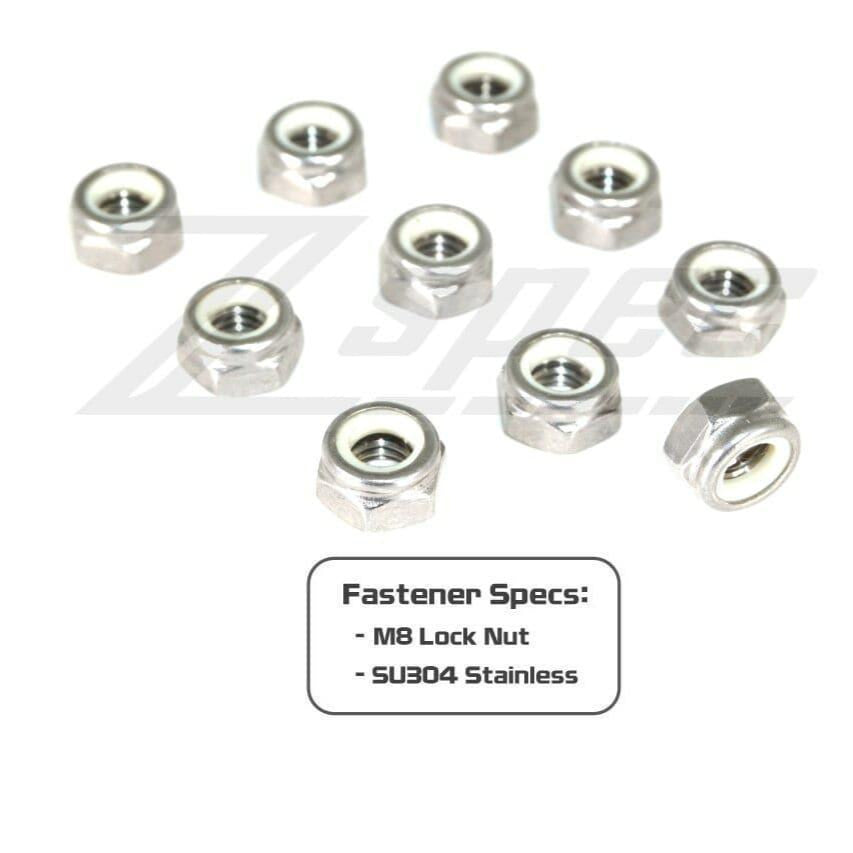 ZSPEC M8-1.25 Nylon Lock Nuts, Stainless SUS304, 10-Pack - Howling Moto