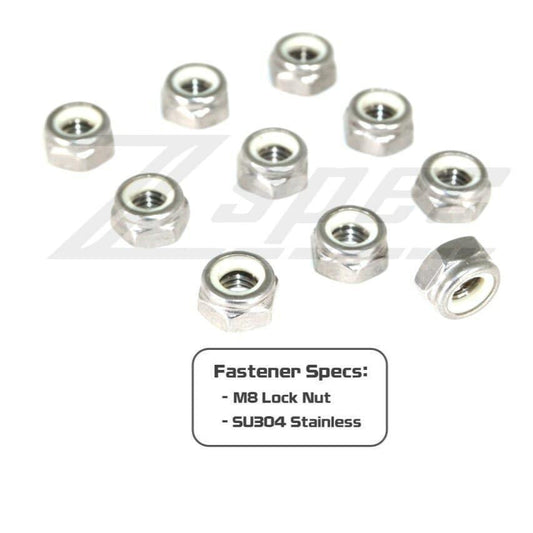 ZSPEC M8-1.25 Nylon Lock Nuts, Stainless SUS304, 10-Pack - Howling Moto