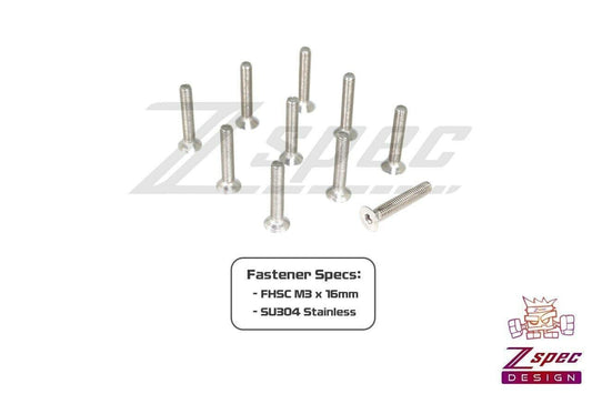 ZSPEC M3-0.5x16mm Fasteners, FHSC, Stainless SUS304, 10-Pack - Howling Moto