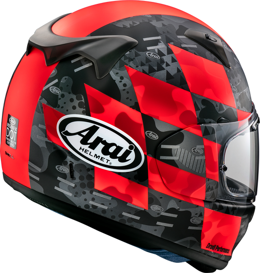 ARAI Helmets Regent-X helmet with VAS Shield System in Red Frost, 2XL size, featuring sleek design and advanced safety features.