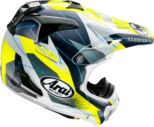Arai Helmets VX-Pro4 Resolute Yellow motorcycle helmet in size XS, featuring a bright yellow color and aerodynamic design.