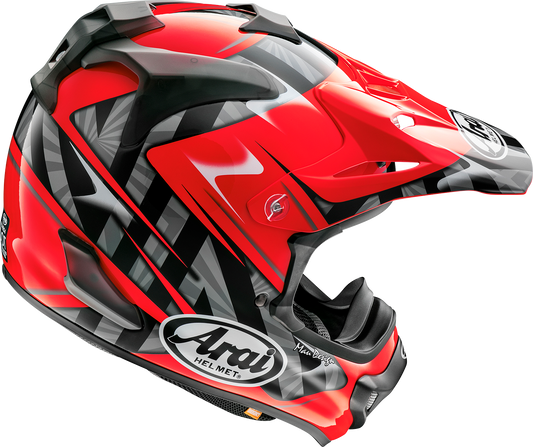 Red ARAI Helmets VX-Pro4 Scoop helmet in XS size with vented design and sleek aerodynamic shape.