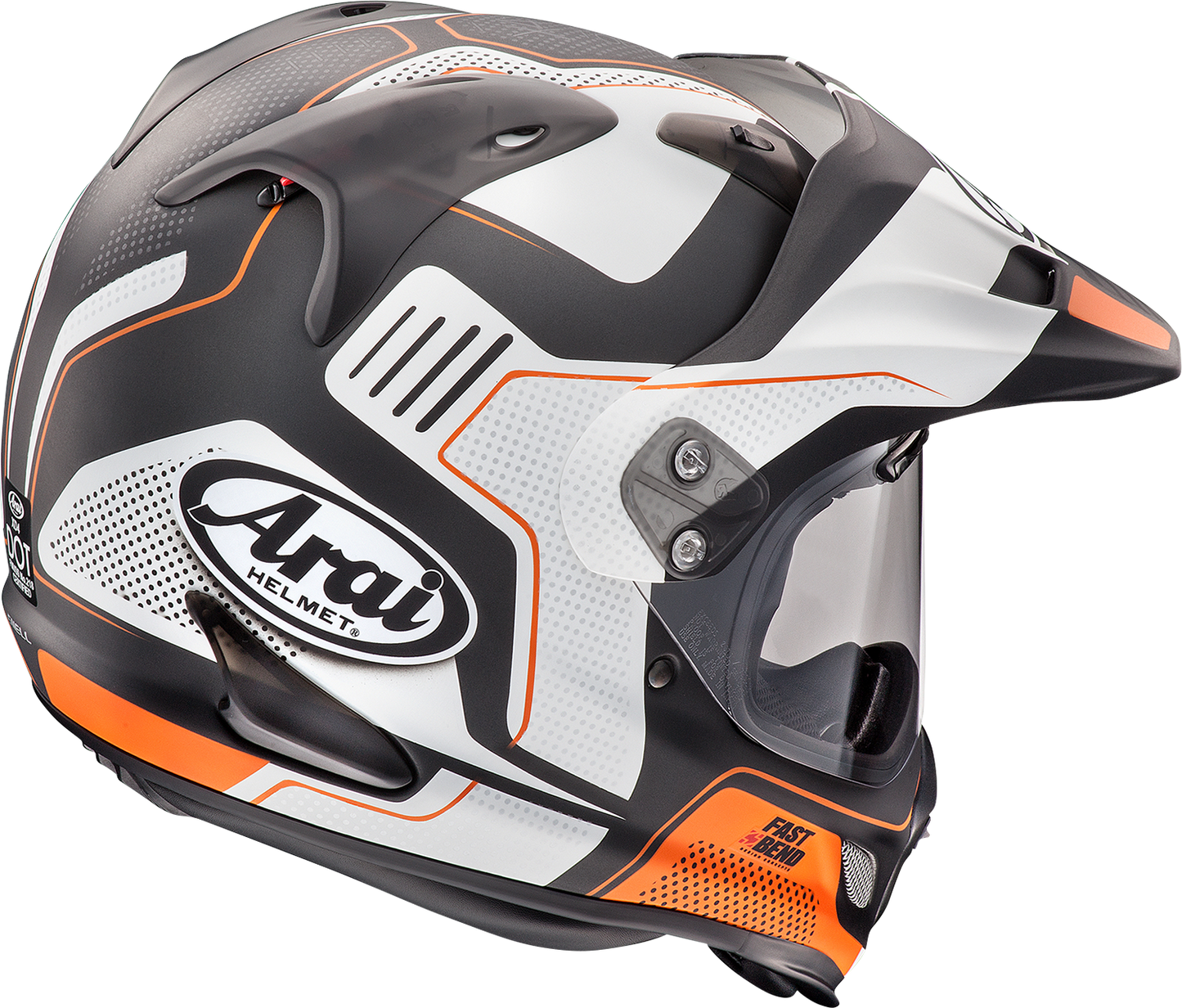 ARAI XD-4 helmet in Vision Orange Frost color, size XS, featuring aerodynamic design and clear visor, brand logo visible.