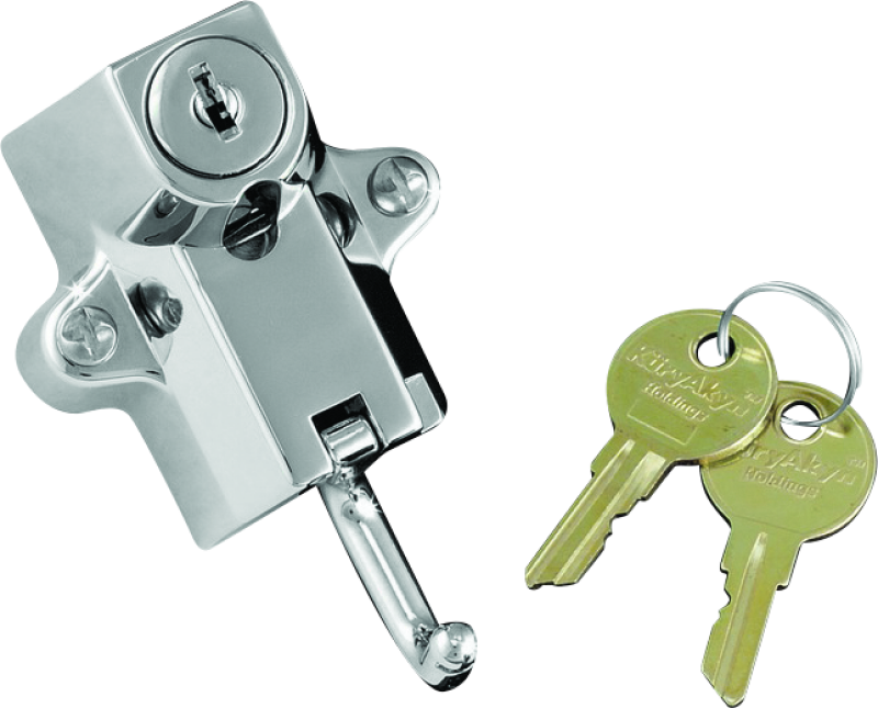 Chrome Kuryakyn universal helmet lock for 7/8 to 1 1/4 inch mounts, secure helmet storage for motorcycle helmets
