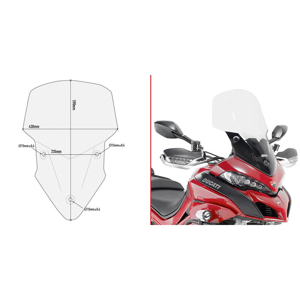 GIVI D7406ST motorcycle windshield with clear and smoked sections, OEM replacement designed for GIVI motorcycle models.
