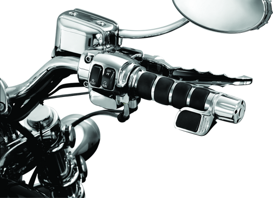 Chrome Kuryakyn Grip End Weights for motorcycles, designed to reduce handlebar vibrations and enhance grip comfort.