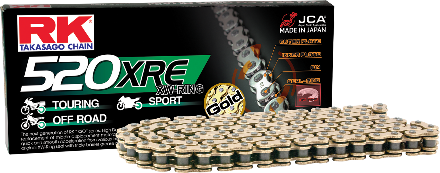 RK EXCEL, RK Excel GB520XRE Drive Chain Gold 520 X 150 for Street & Off-road Applications