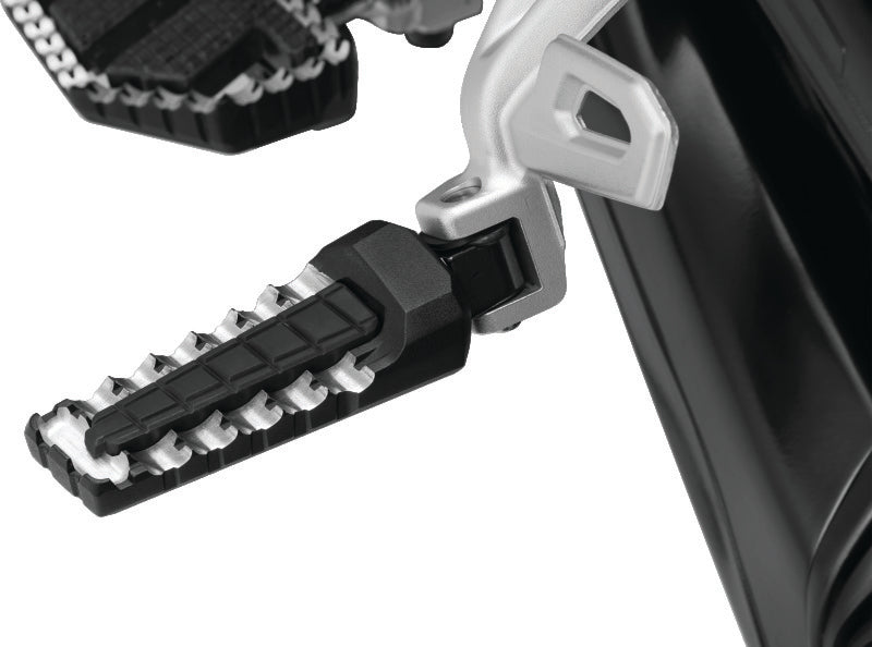 Kuryakyn splined foot peg adapters for BMW rear motorcycle models, showing the metallic adapters with mounting details.