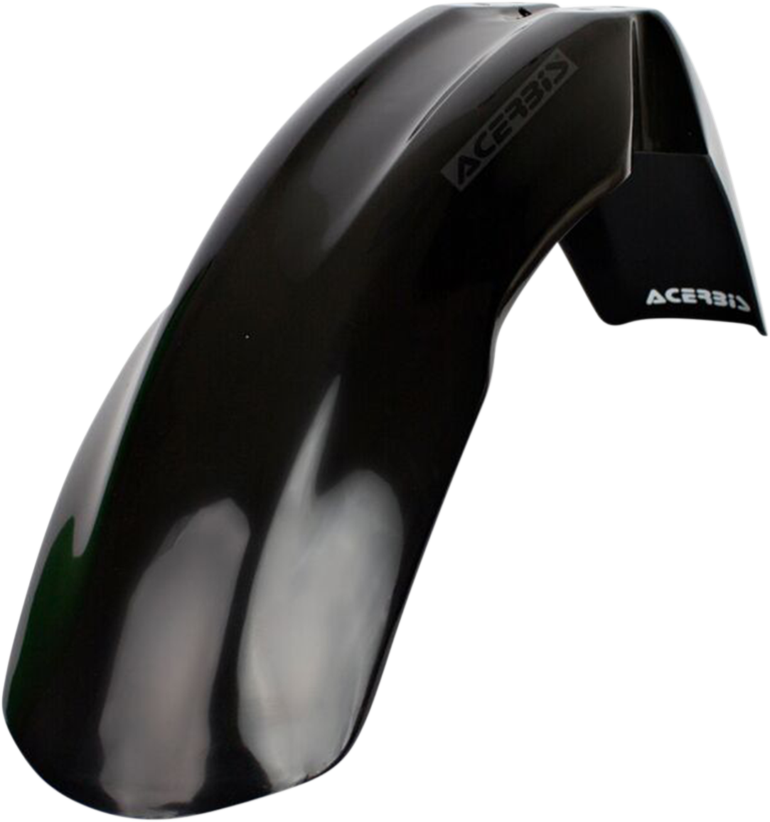 Acerbis front fender in black, designed for motorcycle body protection, displayed on a clean background.
