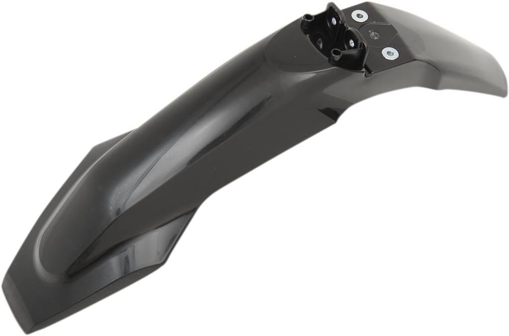 A black Acerbis front fender for motorcycle, shown in a natural view, designed to fit various motorcycle models.