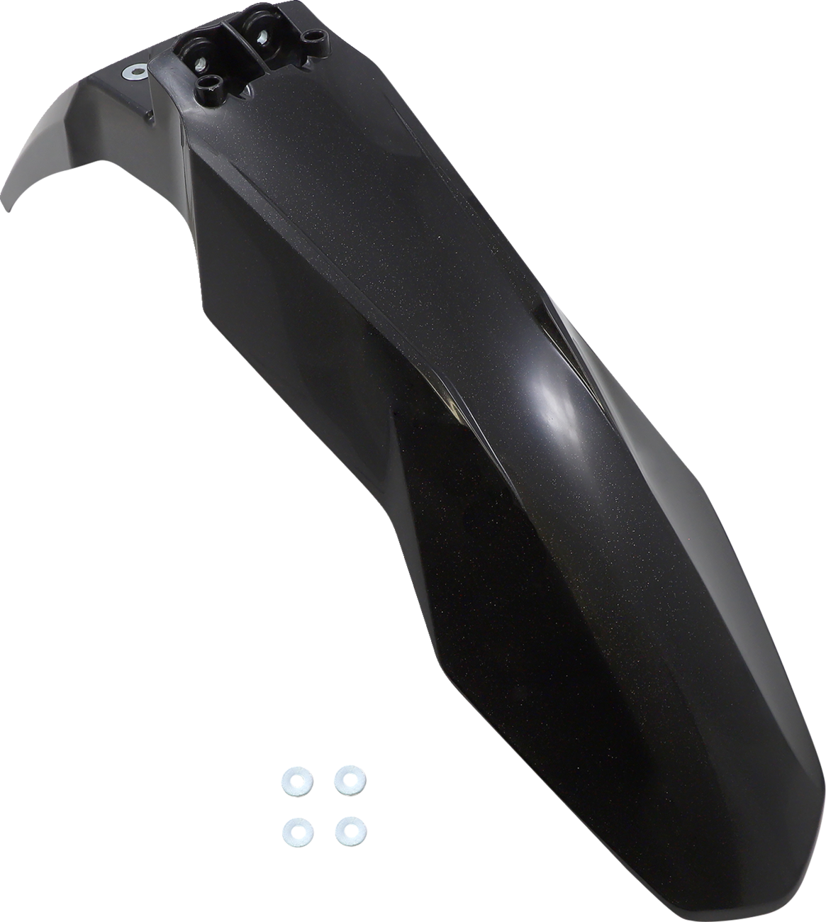 Acerbis front fender in black metallic for motorcycle, shown with body panel details and mounting points.
