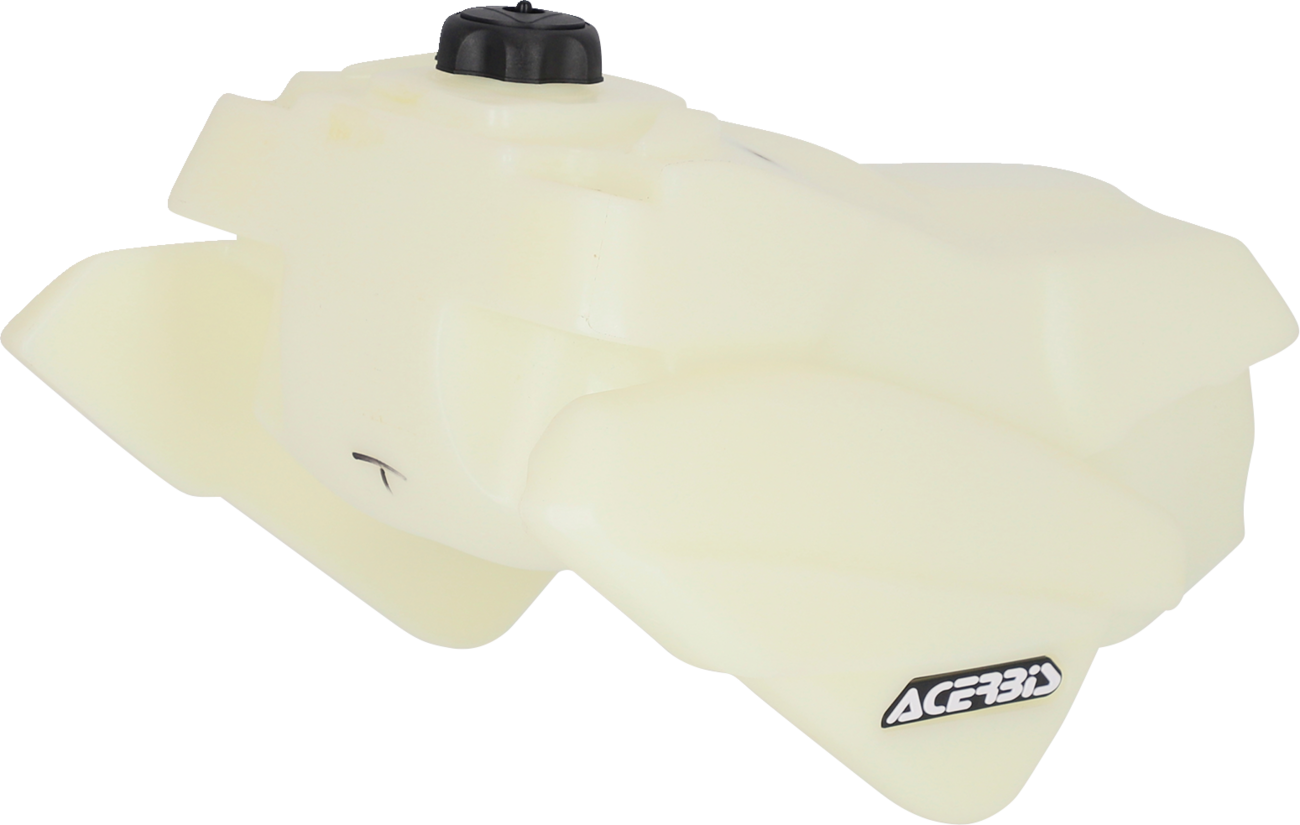 A natural-colored ACERBIS 2.8-gallon fuel tank for Yamaha motorcycles, designed for durability and fitment.