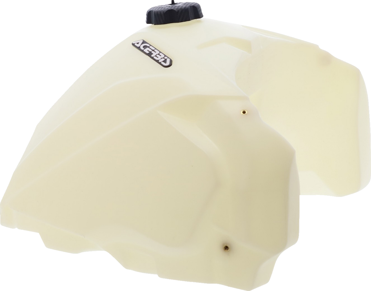 A natural-colored Acerbis 6.1-gallon Yamaha fuel tank for motorcycle, shown from the side with a smooth body design.