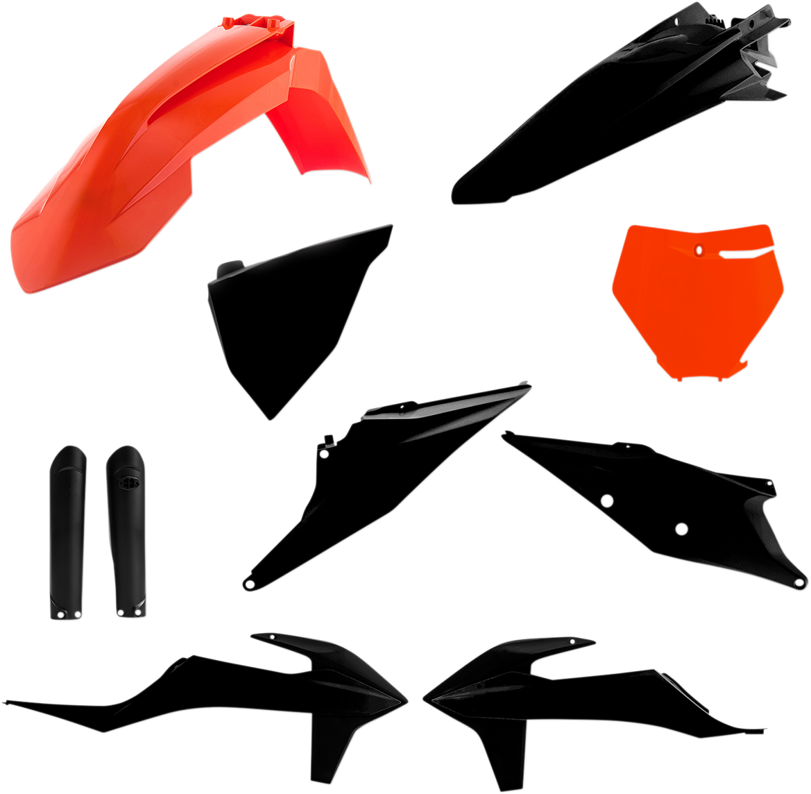 Acerbis full replacement body kit in black for 2016 OEM motorcycle, featuring sleek, durable plastic panels.