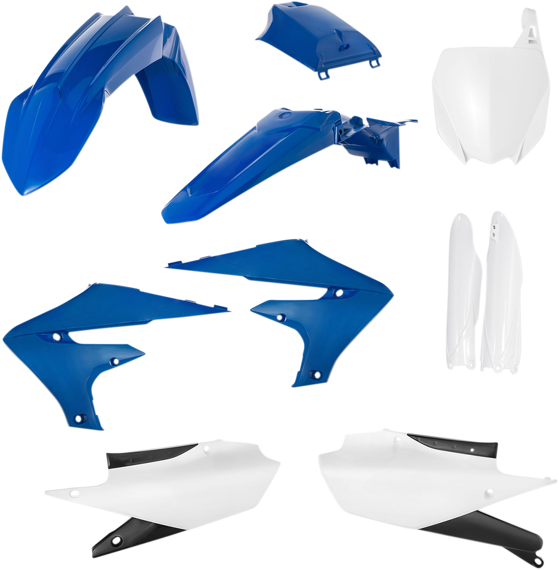 ACERBIS full replacement body kit in OEM 19 blue, white, and black colors, designed for motorcycle body customization.