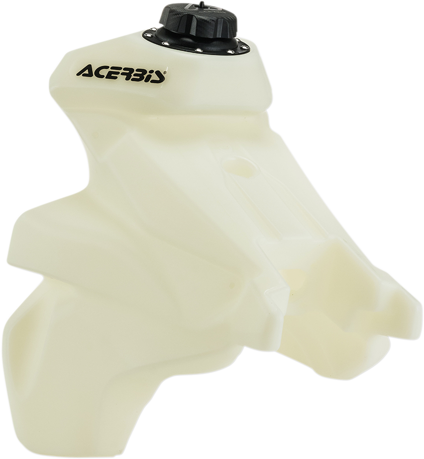A natural-colored ACERBIS gas tank for Husqvarna, 3.1 gallons, shown on a body frame with Bill's Exhausts branding.