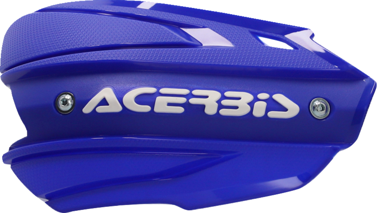 Acerbis Endurance X blue and white motorcycle handshields, durable body protection for off-road and motocross riding.
