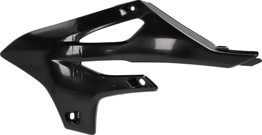 Acerbis black radiator shrouds for motorcycle body, designed for durability and style, with a sleek black finish.