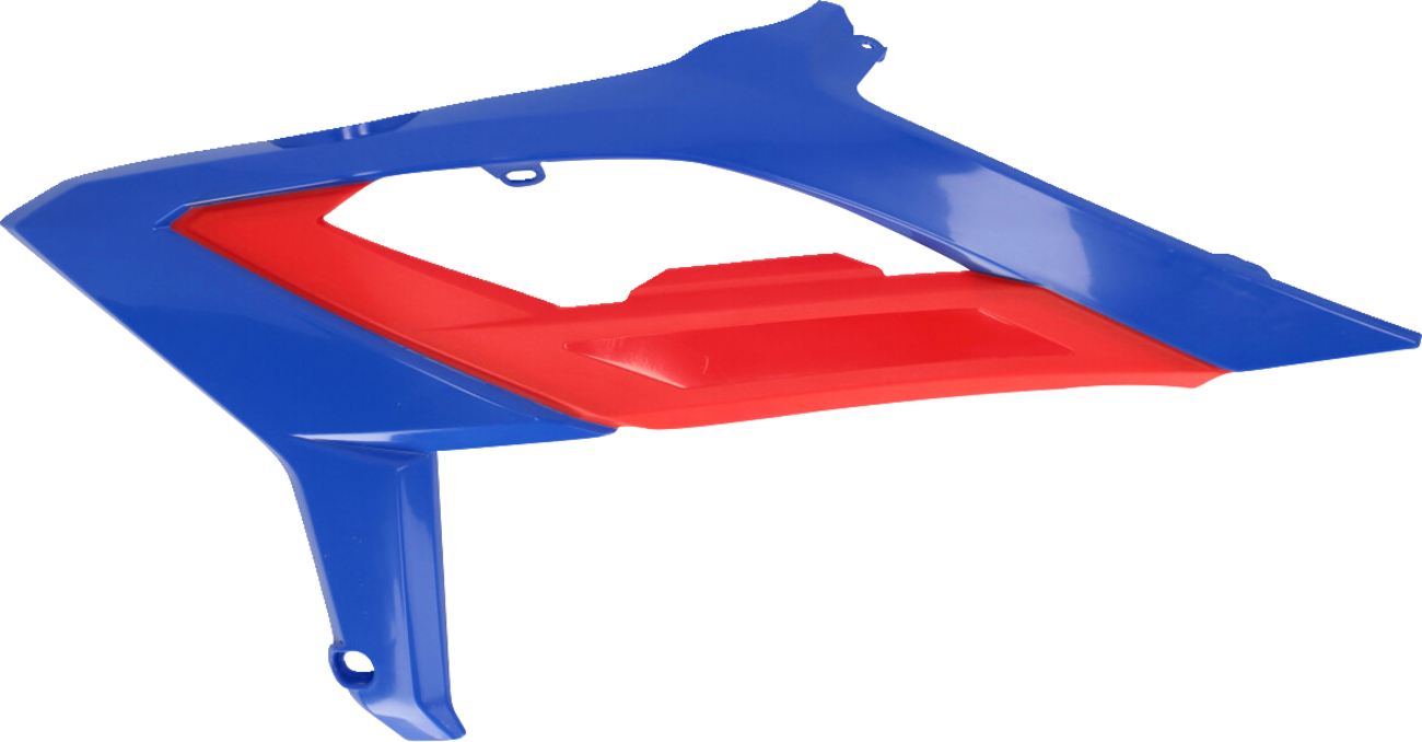 Red and black Acerbis radiator shrouds for Beta 2023, designed for motorcycle body protection and style.
