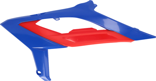 Red and black Acerbis radiator shrouds for Beta 2023, designed for motorcycle body protection and style.