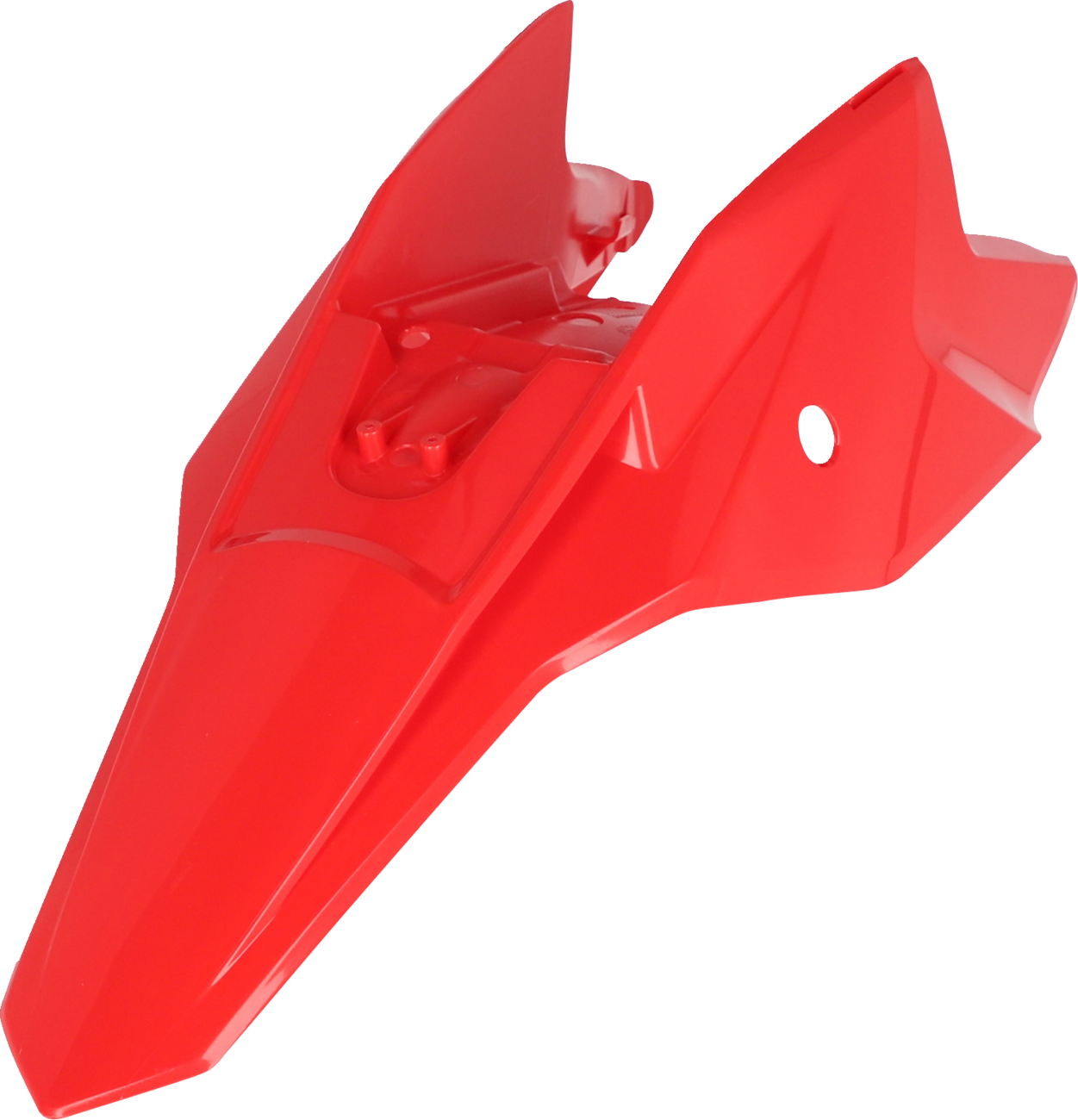 Red Acerbis rear fender side cowling for motorcycle, showcasing the durable body panel with brand-specific design.