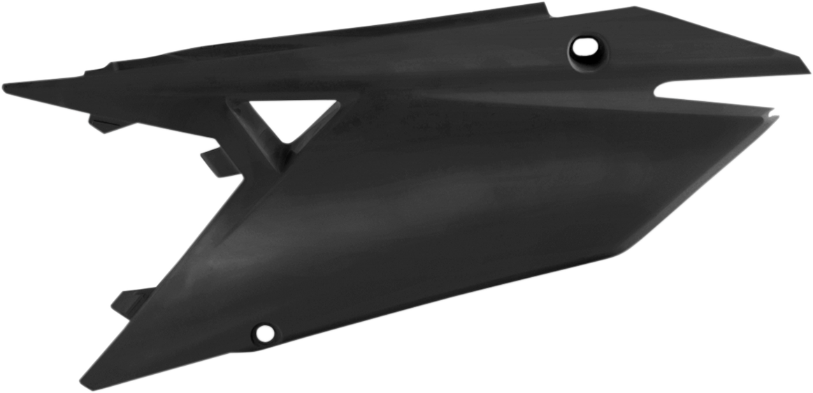 Acerbis black side panels for motorcycle body, featuring sleek design and durable material, displayed on a white background.