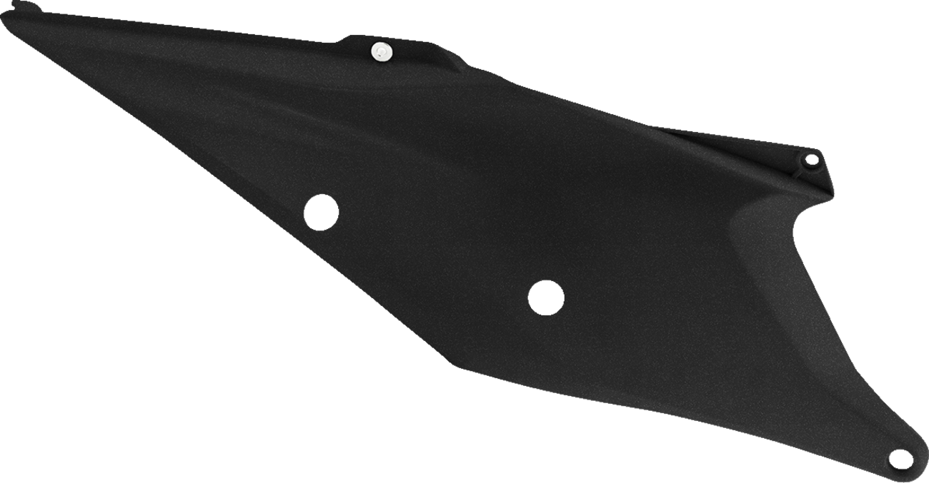 Acerbis black and metallic side panels for motorcycle body, featuring sleek design and durable construction.