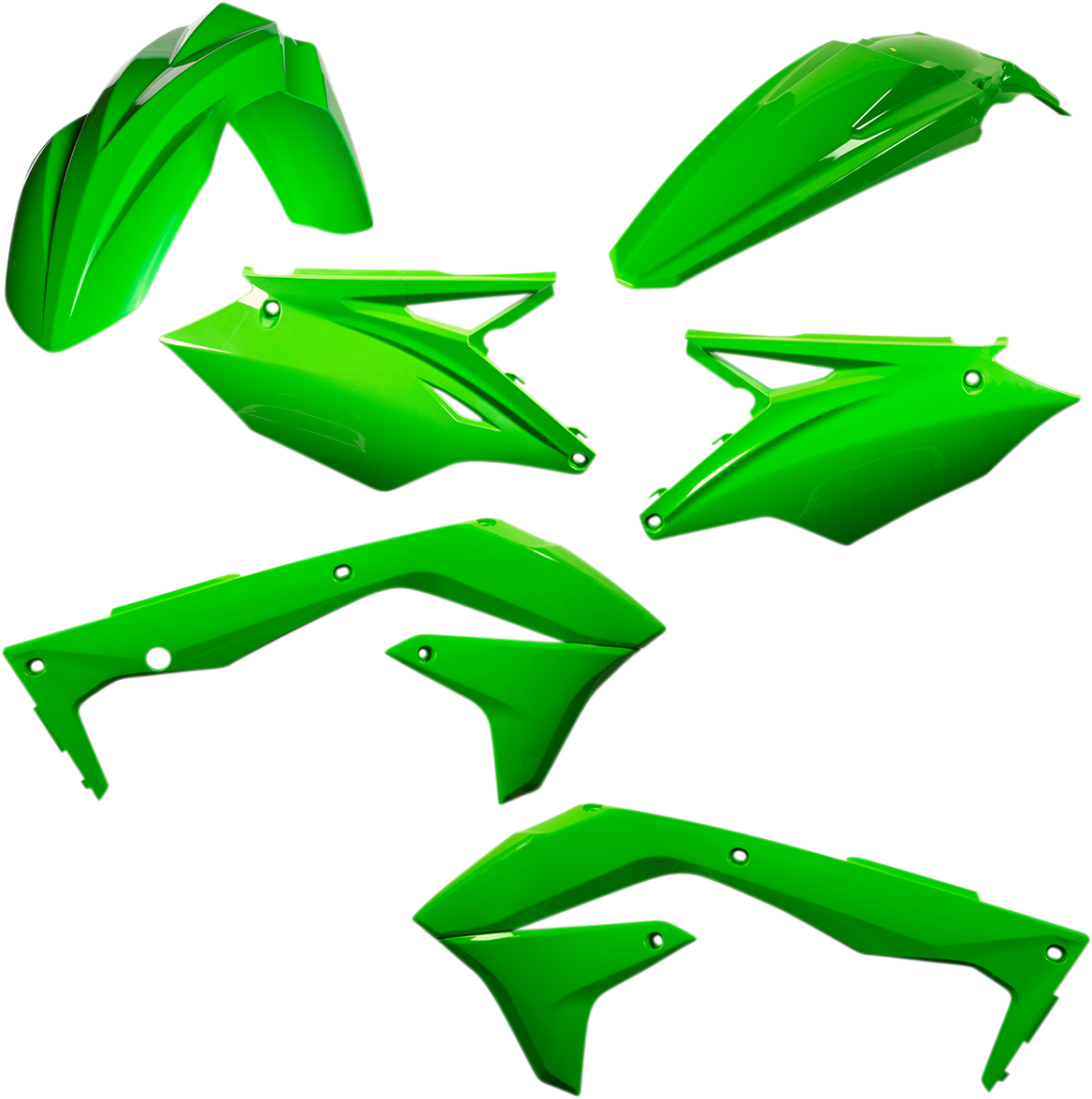 Green Acerbis Standard Replacement Body Kit for motorcycles, featuring durable plastic construction and precise fitment.