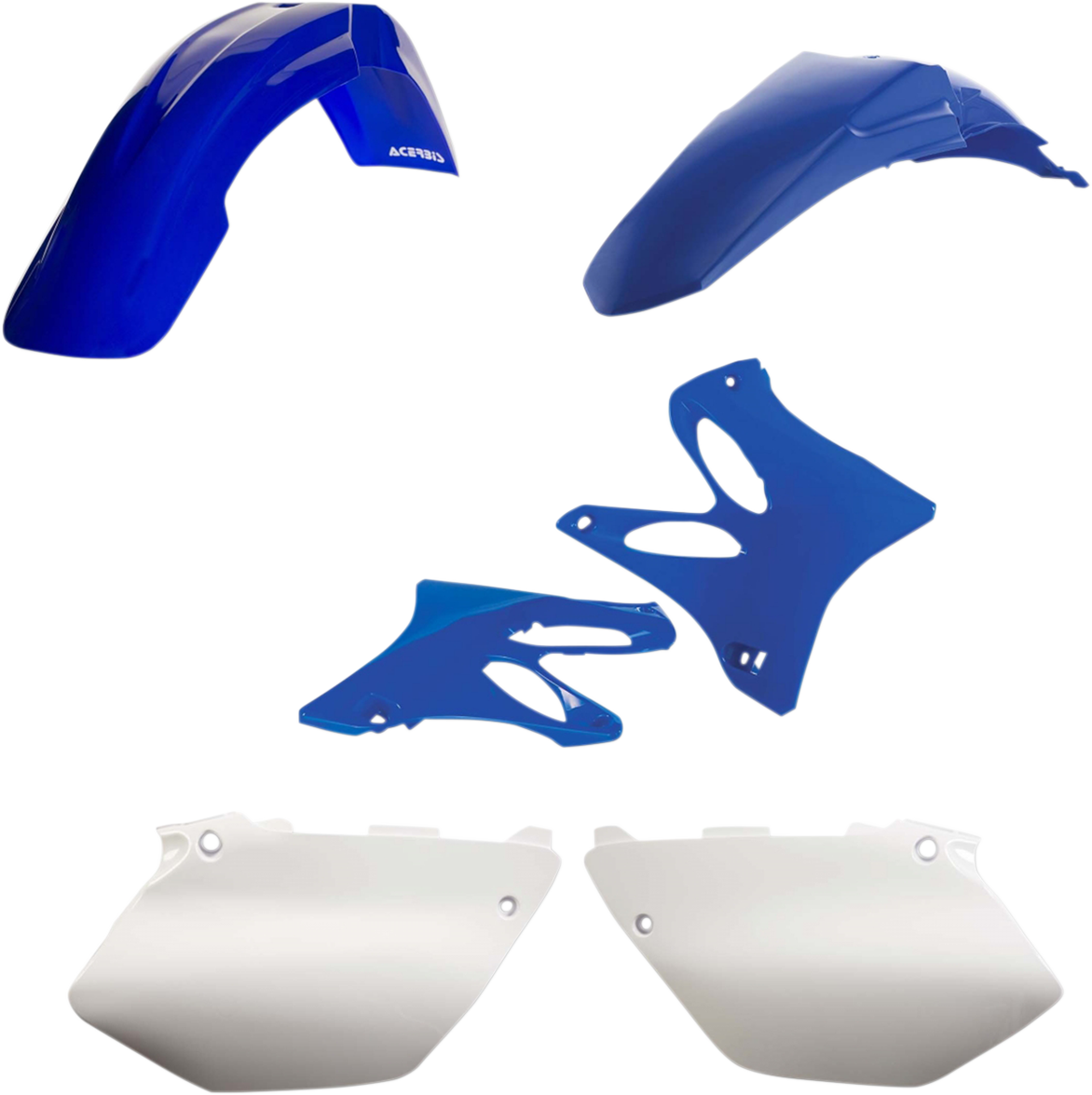 Acerbis standard replacement body kit for motorcycles, OEM 2041220206, shown on a vehicle with black and white parts.
