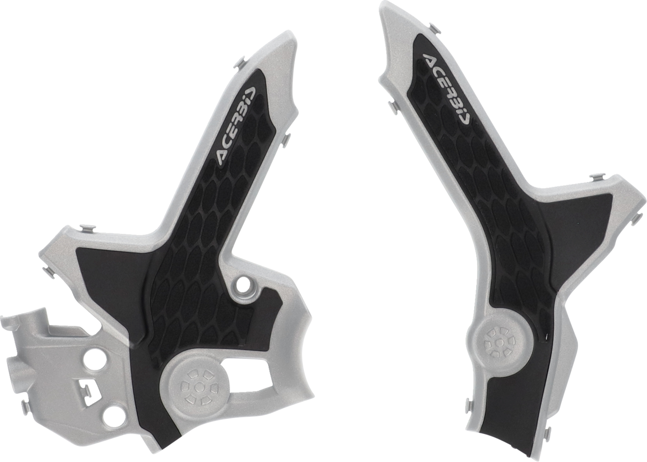 Acerbis X-Grip frame guards in gray and black on a CRF300 motorcycle, protecting the bike's body and frame.