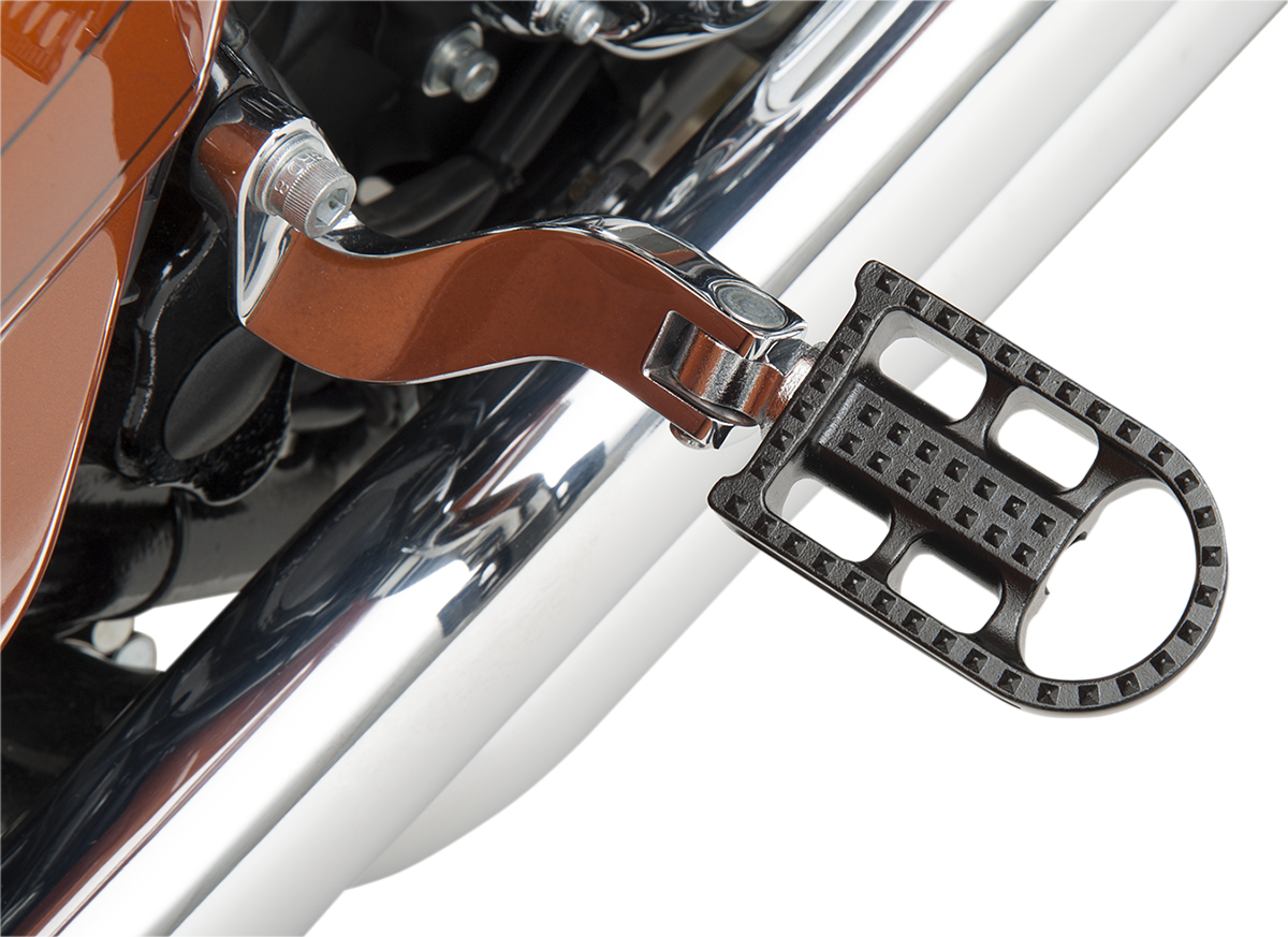 BILTWELL Mushman Footpegs for motorcycles, black electroplated standard body, with textured footrest surface.