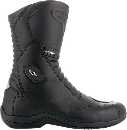 Black Alpinestars Andes V2 Drystar motorcycle boots in US 6.5 / EU 40, featuring protective design and sturdy sole.